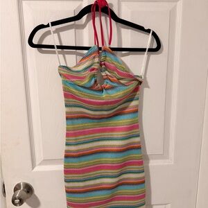 Colorful Striped Halter Dress